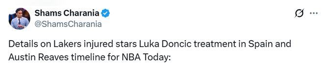 东契奇赴西班牙接受腿筋治疗 里夫斯伤情或影响